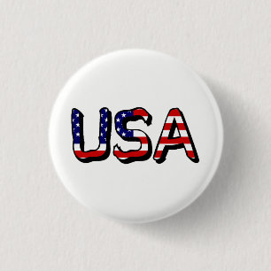 USA overlaid on US Flag pbcnt 3 Cm Round Badge