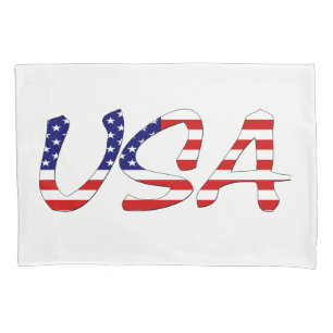 USA overlaid on US Flag pccnt Pillowcase