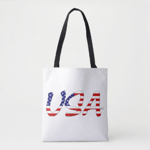 USA overlaid on US Flag stcn Tote Bag