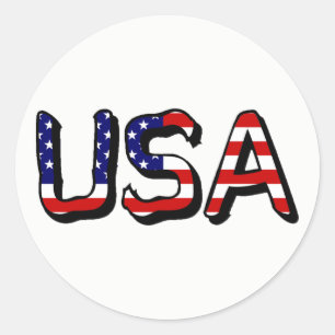USA overlaid on US Flag stkcnt Classic Round Sticker