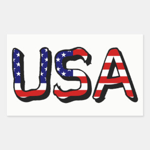 USA overlaid on US Flag stkcnt Rectangular Sticker