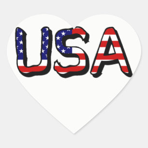 USA overlaid on US Flag stkt Heart Sticker