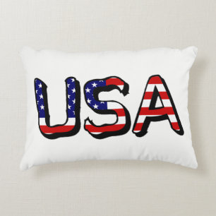 USA overlaid on US Flag tpcn Decorative Cushion