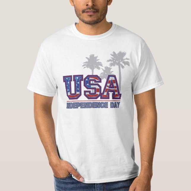 USA Palm Independence Day Men's T-Shirts (Front)