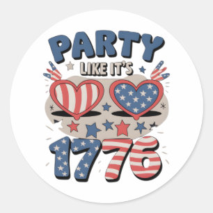 USA Party Like It's 1776, America, Independence Da Classic Round Sticker