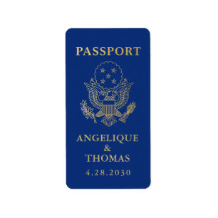 USA Passport Emblem Travel Theme Favour Label