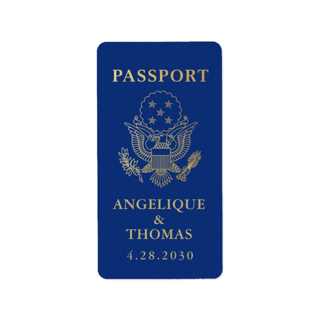 USA Passport Emblem Travel Theme Favour Label (Front)