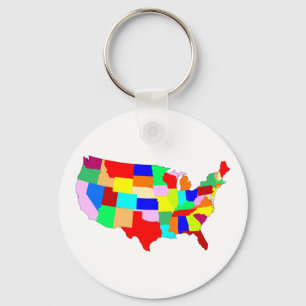 USA Patchwork Map Key Ring