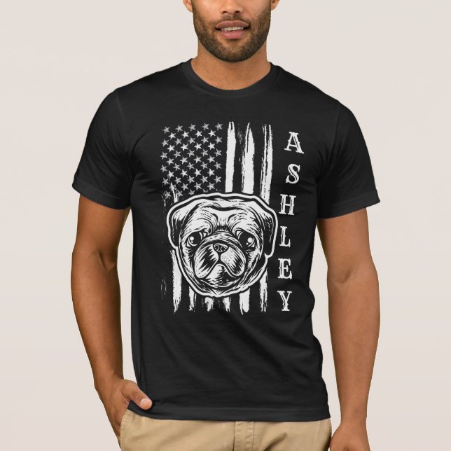 USA Patriot Pug Dog US Pet T-Shirt (Front)
