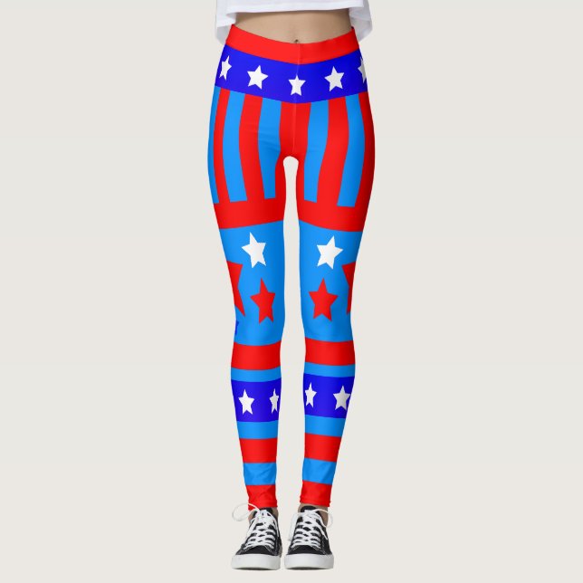 USA Patriot Stars and Stripes Leggings (Front)