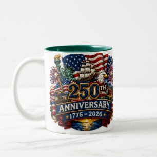 USA Patriotic 250th 4th of July celebration Two-T Two-Tone Coffee Mug