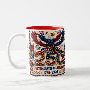 USA Patriotic 250th 4th of July celebration Two-T Two-Tone Coffee Mug