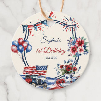 USA Patriotic 4th of July Birthday Favour Tags