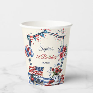 USA Patriotic 4th of July Birthday Paper Cups