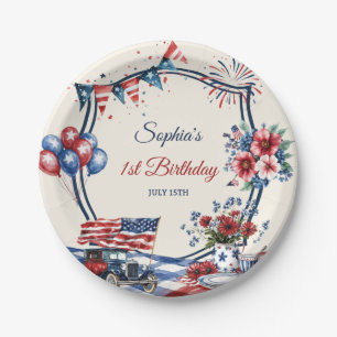 USA Patriotic 4th of July Birthday Paper Plates
