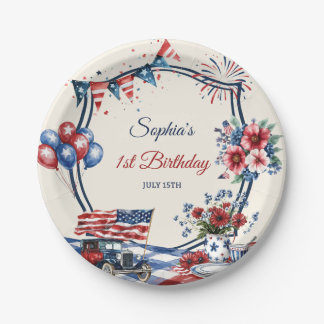 USA Patriotic 4th of July Birthday Paper Plates