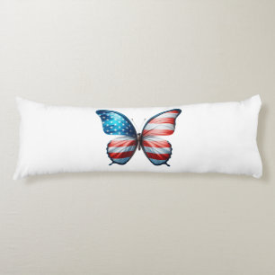 USA/patriotic 4th of July butterfly Body Cushion