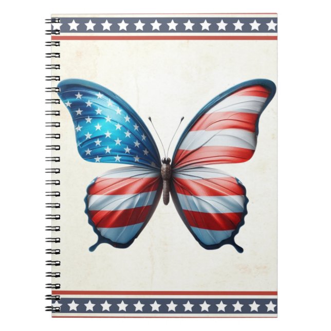 USA/patriotic 4th of July butterfly Notebook (Front)