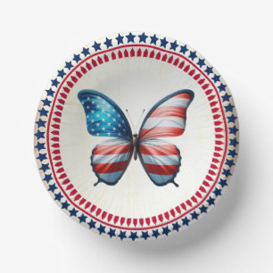 USA/patriotic 4th of July butterfly Paper Plate