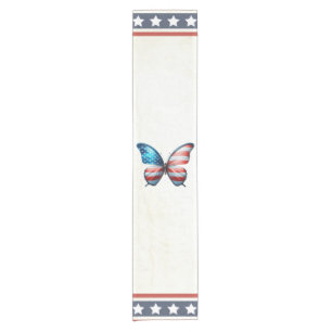 USA/patriotic 4th of July butterfly Short Table Runner