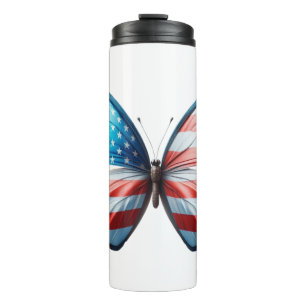 USA/patriotic 4th of July butterfly Thermal Tumbler