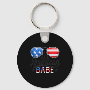 Usa Patriotic All American Boy Babe 4th Of July Key Ring