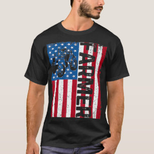 USA Patriotic American Farmer USA Flag On Farmer's T-Shirt