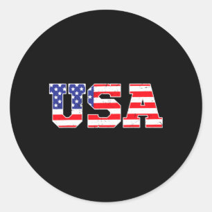 Usa - Patriotic American Flag 4th Of July Classic Round Sticker