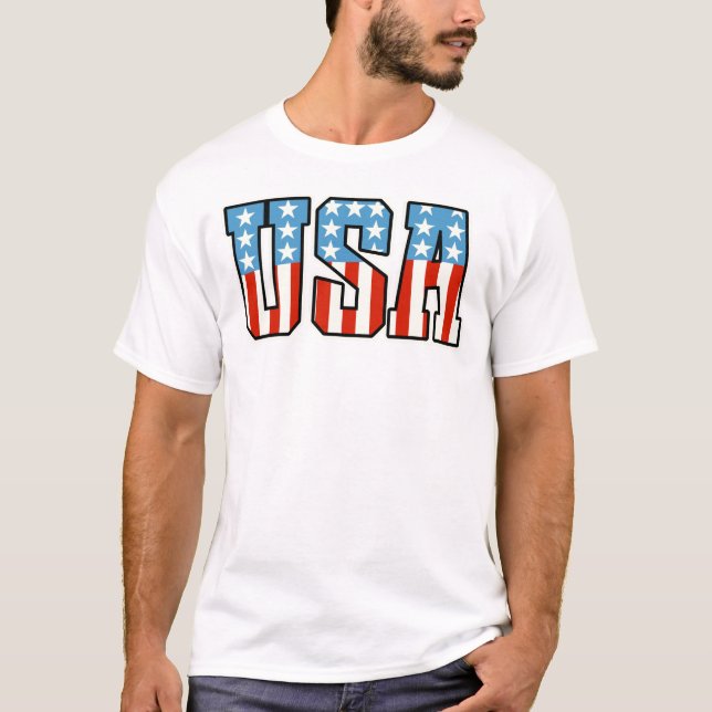 USA Patriotic American Flag Emblem T-Shirt (Front)