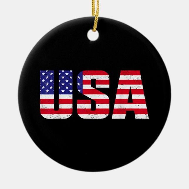 USA Patriotic American Flag For Men Women Kids Boy Ceramic Ornament (Front)
