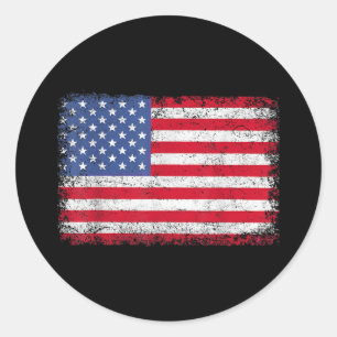USA Patriotic American Flag For Men Women Kids Boy Classic Round Sticker
