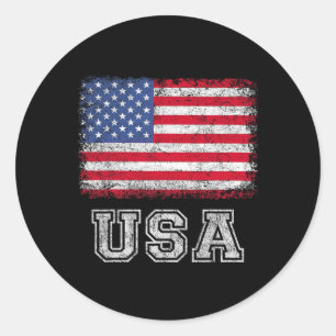 Usa Patriotic American Flag For Men Women Kids Boy Classic Round Sticker