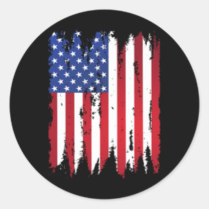 Usa Patriotic American Flag For Men Women Kids Boy Classic Round Sticker