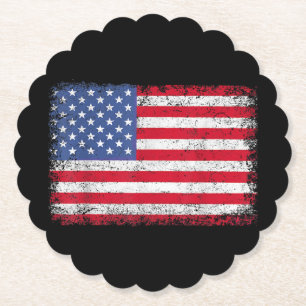 USA Patriotic American Flag For Men Women Kids Boy Paper Coaster
