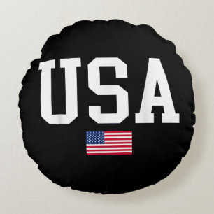 USA Patriotic American Flag For Men Women Kids Boy Round Cushion