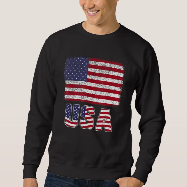 USA Patriotic American Flag For Men Women Kids Boy Sweatshirt (Front)