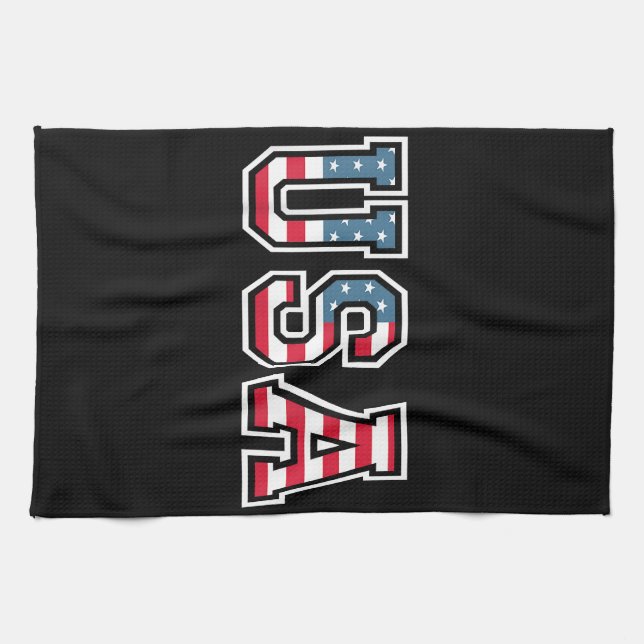 USA Patriotic American Flag For Men Women Kids Boy Tea Towel (Horizontal)