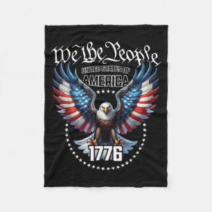 USA Patriotic American Flag Theme Eagle Design Fleece Blanket