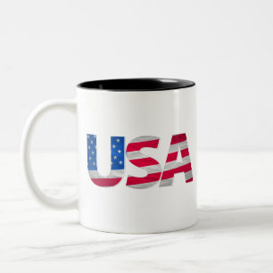 USA Patriotic American Football 4th of July Two-Tone Coffee Mug
