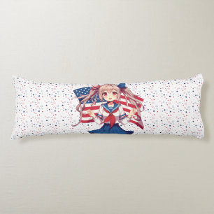 USA patriotic anime girl Body Cushion