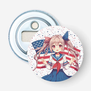 USA patriotic anime girl Bottle Opener