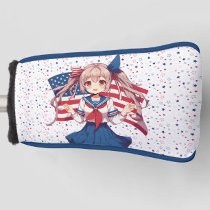 USA patriotic anime girl Golf Head Cover