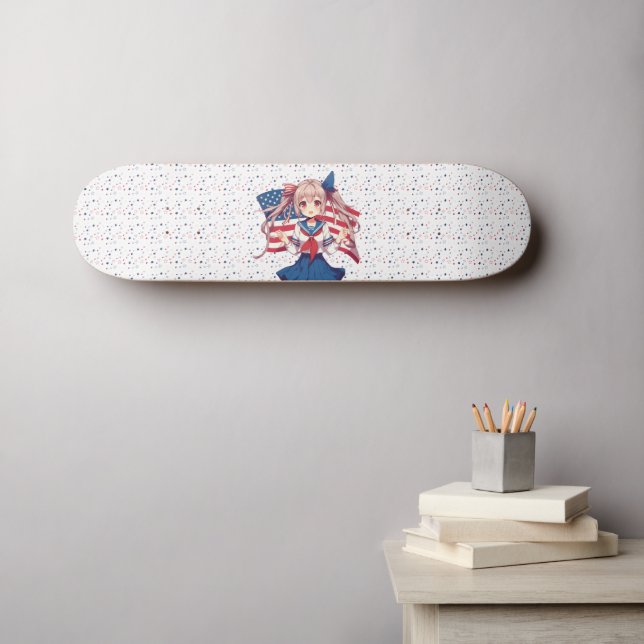 USA patriotic anime girl Skateboard (Wall Art (Horz))