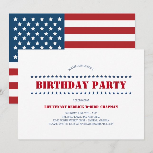 USA Patriotic Birthday Party Invitation (Front/Back)