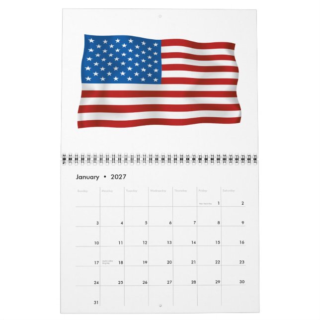 USA Patriotic Calendar (Jan 2027)