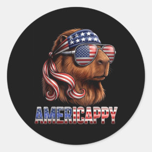Usa Patriotic Capybara Aamericappy 4th July Classic Round Sticker