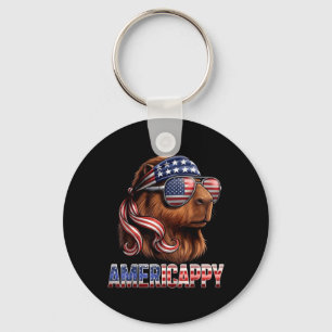 Usa Patriotic Capybara Aamericappy 4th July Key Ring