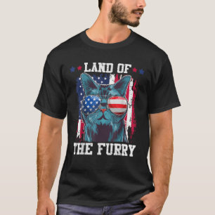 USA Patriotic Cat 4th of July American Flag Men Wo T-Shirt