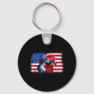 USA Patriotic Chicken 4th Of July Independence Day Key Ring