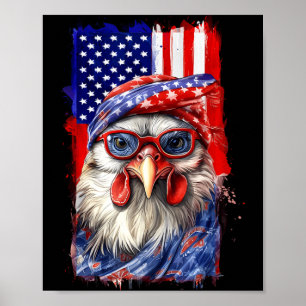 USA Patriotic Chicken 4th Of July Independence Day Poster